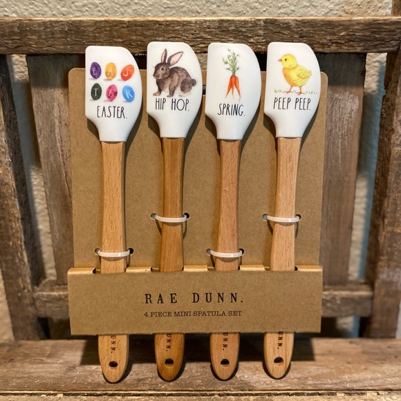 Rae Dunn Easter Mini Silicone Spatulas Wooden Handles Set Of 4, Easter Spatulas - Picture 3 of 12